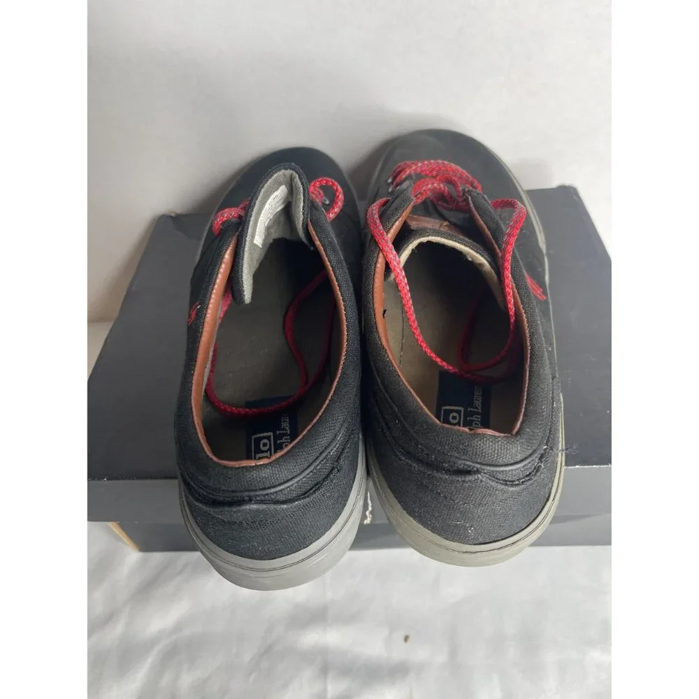 Polo Ralph Lauren‎ Men's 11.5D Faxon Low Sneaker Black/Red Lace Up Comfort Shoes